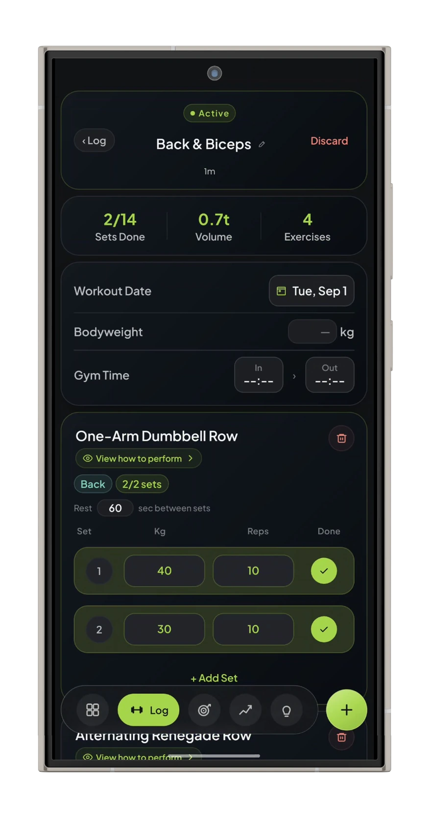 FitLuma active workout session screen